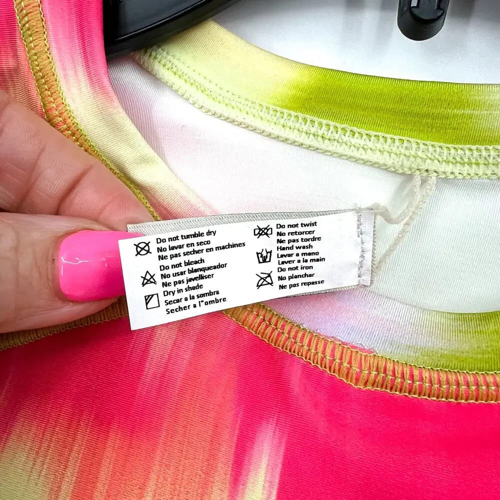MAAJI Girl's Odyssey Rashguard Swimsuit Set Size 14 Green Pink Long Sleeve NWT